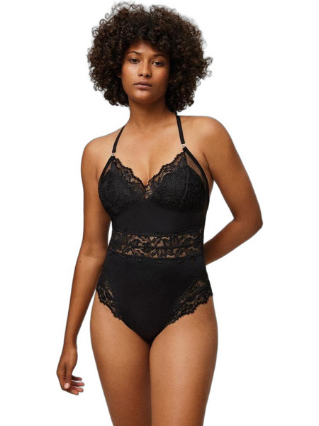 Ysabel Mora Sexy Κορμάκι Slip See Through με Δαντέλα Μαύρο 10496