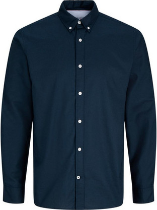 Jack & Jones Ανδρικό Πουκάμισο Βαμβακερό Μακρυμάνικο Κανονική Γραμμή Navy Μπλε 12298763