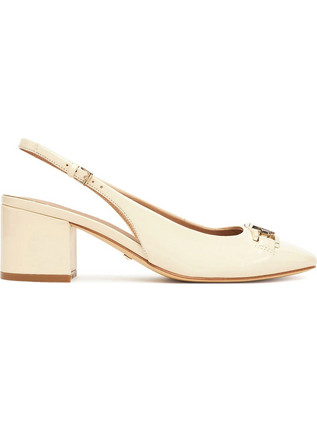 Guess Calide2 Γόβες Slingback Λουστρίνι με Χοντρό Χαμηλό Τακούνι Εκρού FLTCL2PAF05