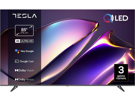 Tesla Q85E969GUS Smart Τηλεόραση 85" 4K UHD QLED HDR (2026)