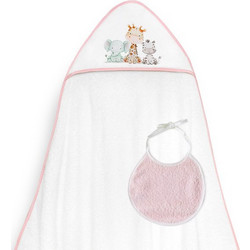 Interbaby Jirafa Elefante Σετ Βρεφικό Μπουρνούζι Κάπα Λευκό 100x100cm 2τμχ