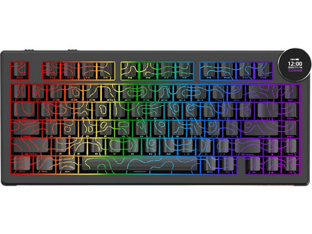 Ajazz AK820 V2 Pro Ασύρματο Μηχανικό Gaming Πληκτρολόγιο TenKeyLess με White Peach Διακόπτες RGB Black
