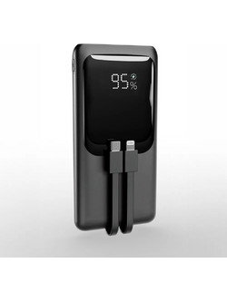 Energenie PB10-PD20-LCD-01 Power Bank 10000mAh 20W με Ενσωματωμένα Καλώδια USB-C & Lightning Quick Charge 3.0 & Power Delivery Black