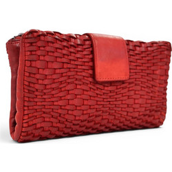 Passaggio Leather Μεγάλο Δερμάτινο Γυναικείο Πορτοφόλι με Clip & Φερμουάρ Κόκκινο 9328-PG-03