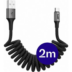 Buddi Braided USB-A to USB-C 12W 2m Black 8719246560415