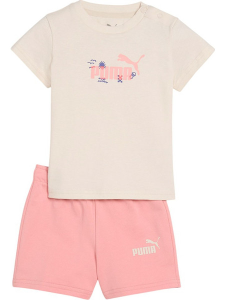 Puma Minicats Βρεφικό Σετ για Κορίτσι Καλοκαιρινό Μπεζ Ροζ 686286-87