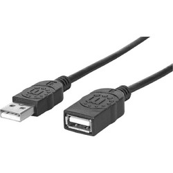 Manhattan 308519 Καλώδιο USB-A Male 2.0 to USB-A Female 1m Black