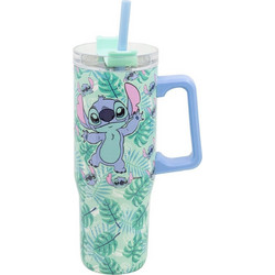 Stor Stitch Aloha Παιδικό Παγούρι Ανοξείδωτο με Καλαμάκι Πράσινο 920ml