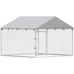 PawHut Πάρκο Σκύλου Μεταλλικό Γκρι 200x200x150cm