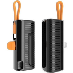 Green Lyca G1438 Power Bank 5000mAh με Ενσωματωμένο Καλώδιο USB-C Black