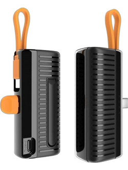 Green Lyca G1438 Power Bank 5000mAh με Ενσωματωμένο Καλώδιο USB-C Black