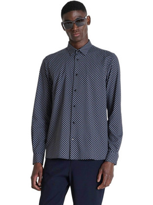 Antony Morato Barcelona Ανδρικό Πουκάμισο Printed Μπλε Σκούρο SL00812FA430651