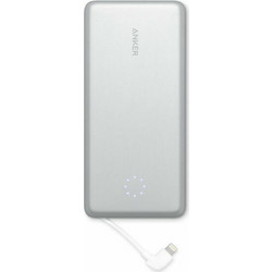 Anker Anker PowerCore+ Pro Power Bank 10000mAh 15W με Ενσωματωμένο Καλώδιο Lightning Silver