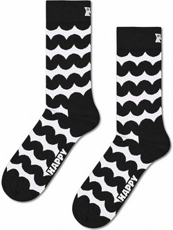 Happy Socks Βαμβακερές Γυναικείες Κάλτσες Μαύρες Λευκές με Σχέδια P006120-1000
