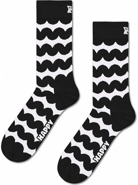Happy Socks Βαμβακερές Γυναικείες Κάλτσες Μαύρες Λευκές με Σχέδια P006120-1000