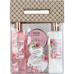 Folia Bath Bag Fresh Bouquet Shower Gel 260ml + Body Lotion 260ml + Body Cream 110ml + Body Scrub 110ml