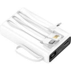 Setty SPB-LC-220 Power Bank 20000mAh με Ενσωματωμένα Καλώδια USB-C Lightning & micro USB White