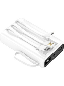 Setty SPB-LC-220 Power Bank 20000mAh με Ενσωματωμένα Καλώδια USB-C Lightning & micro USB White