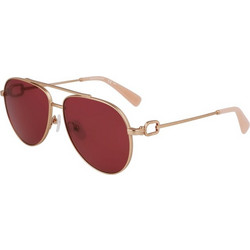 Longchamp LO178S-772 Γυναικεία Γυαλιά Ηλίου Aviator Μεταλλικά Χρυσά με Κόκκινο Φακό
