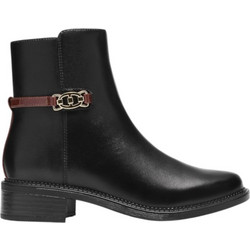 Clarks Γυναικεία Μποτάκια Αστραγάλου Δερμάτινα Μαύρα με Χοντρό Χαμηλό Τακούνι 26320214