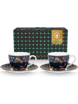 Pip Studio Berry Blues Σετ Φλιτζάνια Espresso & Ελληνικού Καφέ Πορσελάνης Μπλε 120ml 2τμχ 51004196