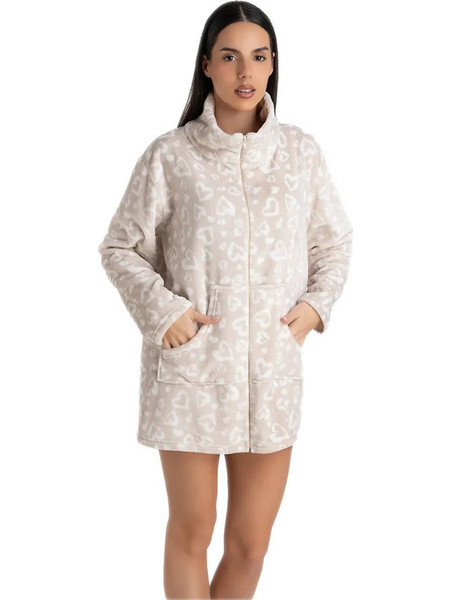 Rachel Γυναικεία Ρόμπα Χειμωνιάτικη Fleece Μπεζ 13712