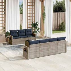 vidaXL Σετ Σαλόνι Κήπου Rattan 8τμχ Εκρού Μπλε 3219930