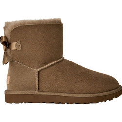 UGG Mini Bailey Bow Γυναικεία Μποτάκια Suede Καφέ με Γούνα 1016501-LBNZ
