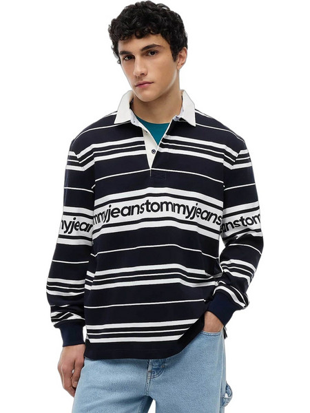 Tommy Jeans Ανδρική Μπλούζα Polo Μακρυμάνικη Navy Μπλε DM0DM23164