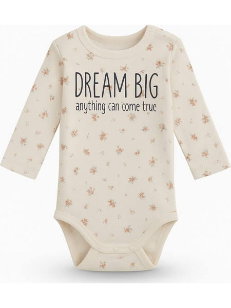 Dream Big Flowers Φορμάκι Εσώρουχο Μακρυμάνικo για Κορίτσι Μπεζ 205558