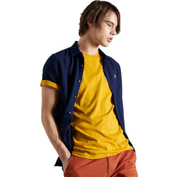 Superdry Ανδρικό Πουκάμισο Βαμβακερό Κοντομάνικο Κανονική Γραμμή Navy Μπλε M4010352A-5LS