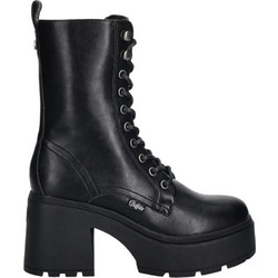 Buffalo Mila Lace UP MID Γυναικεία Αρβυλάκια Μαύρα με Χοντρό Χαμηλό Τακούνι BUF1622615