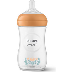Philips Avent Natural Response Μπιμπερό με Θηλή Σιλικόνης κατά των Κολικών 0-6m Flower Orange 260ml