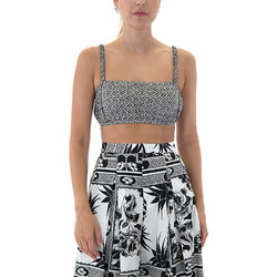 Matchbox Γυναικείο Καλοκαιρινό Crop Top Βαμβακερό Λευκό Μαύρο MTCHBX-LD1135