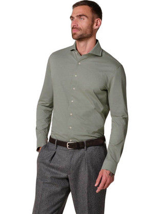 Profuomo Ανδρικό Πουκάμισο Japanese Knitted Slim Fit Πράσινο Ανοιχτό PPXH30020C