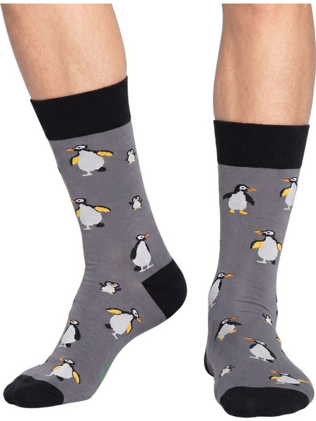 MeWe Penguins Bamboo Ανδρικές Κάλτσες Ψηλές με Σχέδια Ανθρακί 2-1700-4
