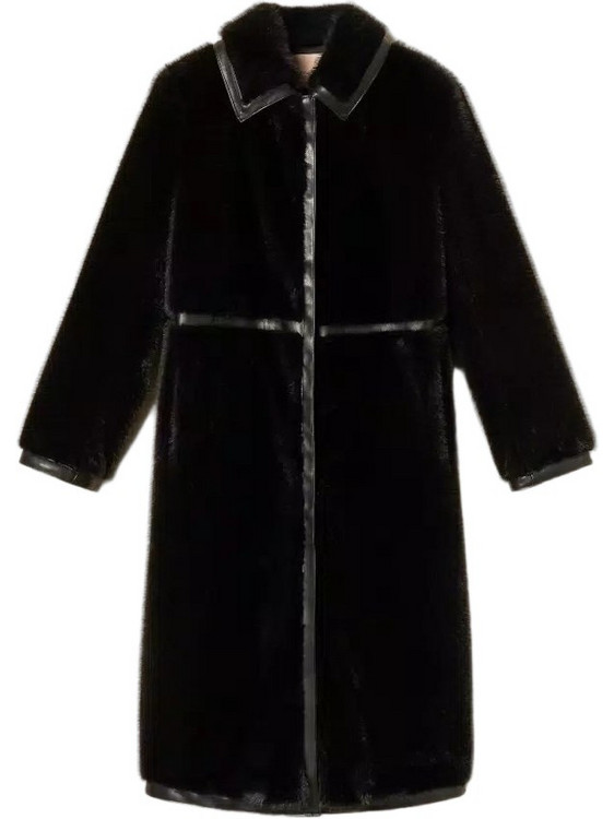 TWINSET Γυναικεία Γούνα Μακριά Μαύρη 262TT2040-00006