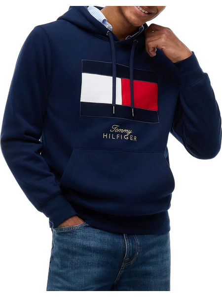 Tommy Hilfiger Ανδρικό Φούτερ με Κουκούλα & Τσέπες Navy Μπλε MW0MW45189-DCC