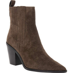 Tamaris Γυναικεία Μποτάκια Cowgirl Suede Χακί με Χοντρό Ψηλό Τακούνι 1-25359-47-744