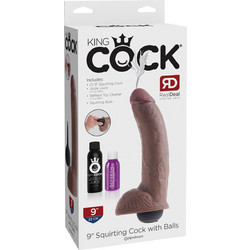 Pipedream King Cock 9" Ρεαλιστικό Dildo με Βεντούζα Όρχεις & Δυνατότητα Εκσπερμάτωσης 23cm Tan