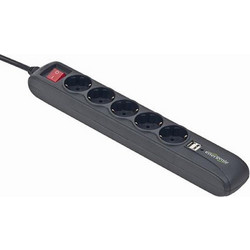 ENERGENIE POWER STRIP WITH 2 USB CHARGER 5 SOCKETS 1,5M USB 2A BLACK