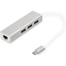 Digitus DA-70255 USB Hub 3.0 USB-C με 4 Θύρες USB-A / Ethernet