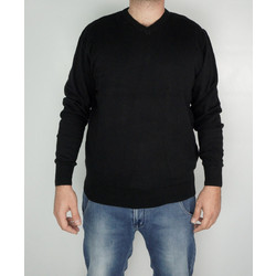 Double Ανδρικό Πουλόβερ με V Λαιμόκοψη Μαύρο KNIT-51