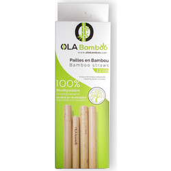 OLABamboo Straws Καλαμάκια Από Μπαμπού 12 Τεμάχια & Βουρτσάκι Καθαρισμού 12 Τεμάχια