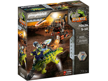 Playmobil Dino Rise Αγκυλόσαυρος Με Μαχητή Εναντίον Ρομπότ για 5-10 Ετών 70626
