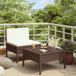 vidaXL Σετ Σαλόνι Κήπου Rattan 2τμχ Καφέ 310197