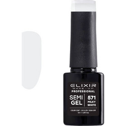 Elixir Semigel 571 Milky White Ημιμόνιμο Βερνίκι Νυχιών 5ml