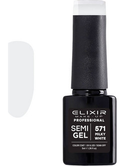 Elixir Semigel 571 Milky White Ημιμόνιμο Βερνίκι Νυχιών 5ml