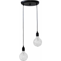 Heronia Lighting KA-01 Pendel 2/L Κρεμαστό Φωτιστικό Οροφής Δίφωτο Μαύρο 31-0708