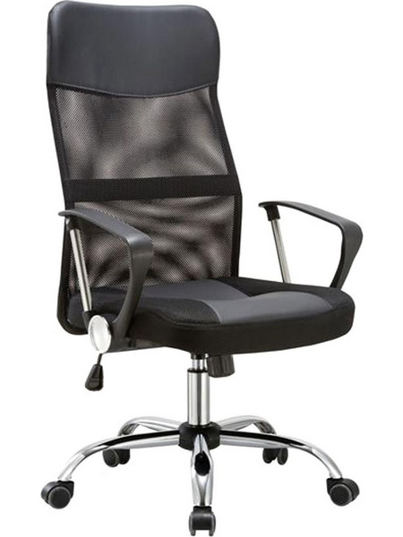 Woodwell BF2400-PVC Καρέκλα Γραφείου με Προσκέφαλο Στήριξη Μέσης και Ανάκλιση Μαύρη EO502,1P